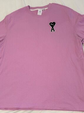 AMI Paris Men’s Lilac Logo Crewneck T-Shirt